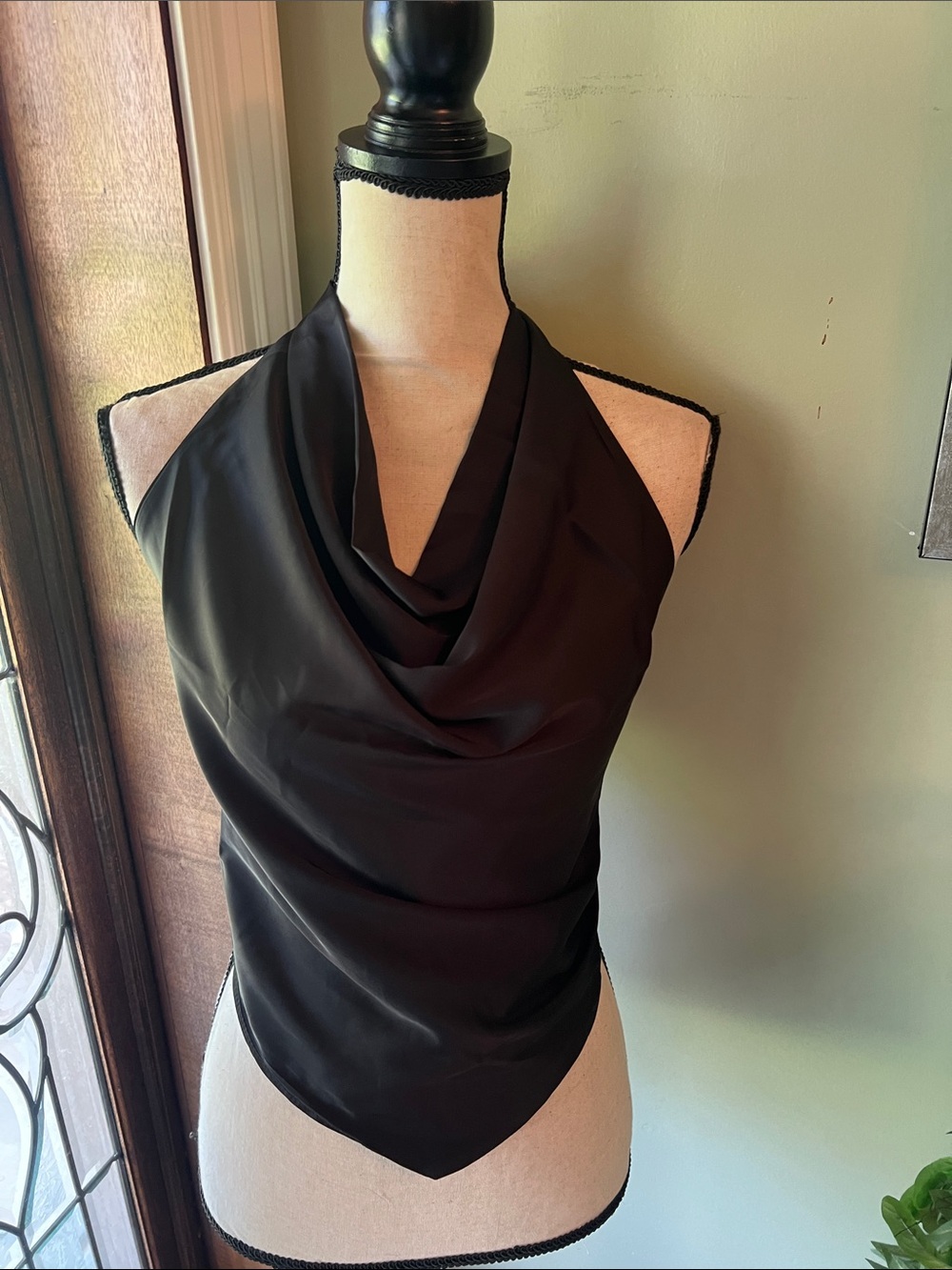 Moa Moa Black Cowl Neck Halter Camisole